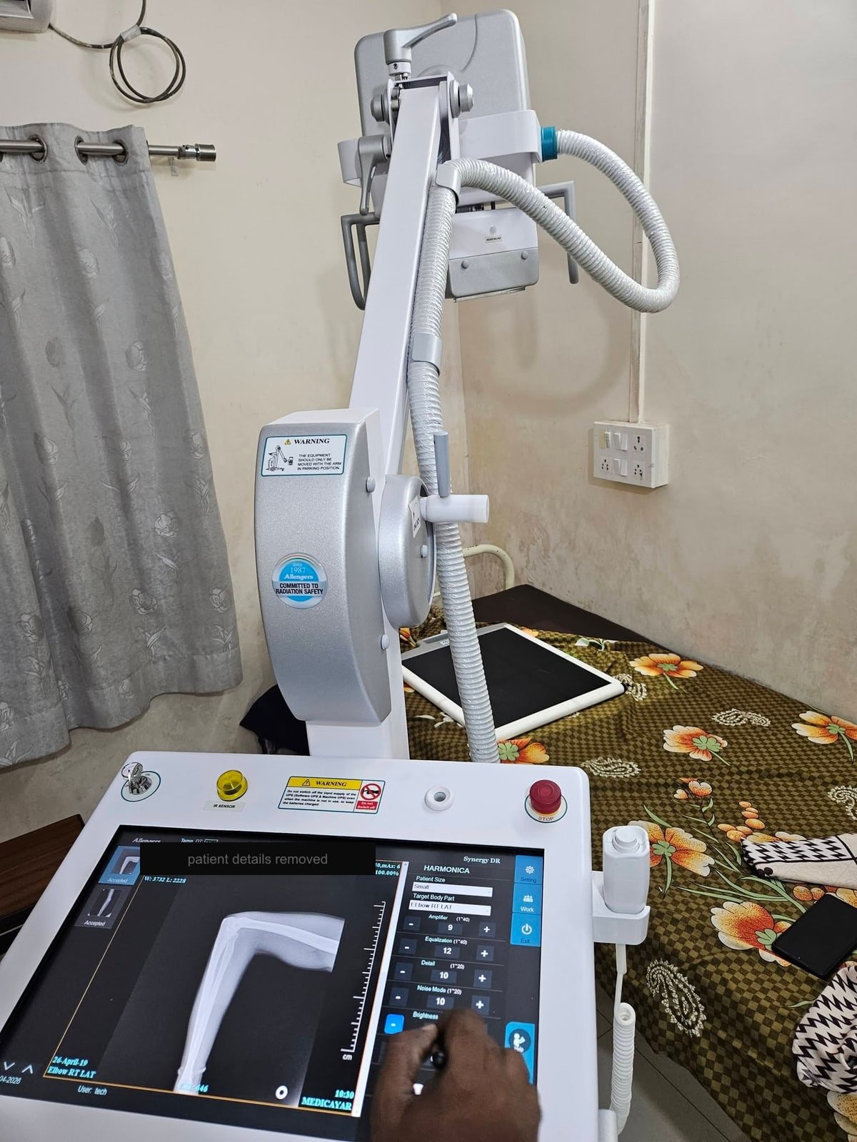 The laboratory's digital X-ray unit, with the image on the console beside it